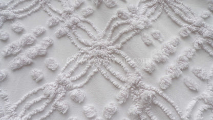 Farmhouse White Vintage Chenille Fabric Piece, 20" x 24" inches, Versatile & Neutral in Quilts and Pillows