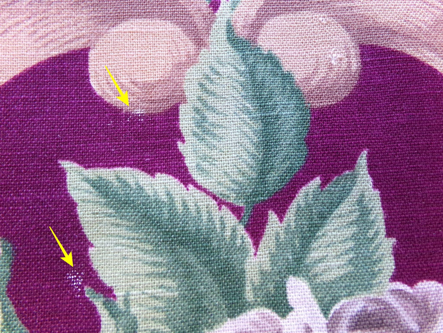 Shabby Vintage Barkcloth STYLE Cotton Fabric, Golden Beige Roses & Lilies on Rich Maroon Wine 21" x 30", Deconstructed Curtain Panel