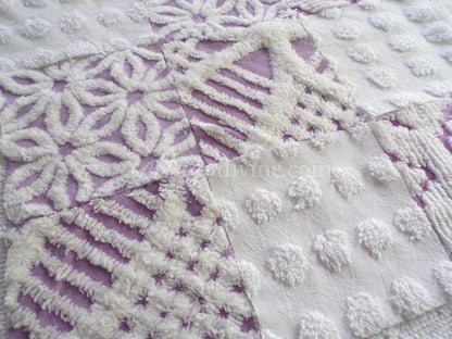Cloud 9 Chenille Quilt Squares Set from Vintage Bedspread Fabric, 16 Blocks, 6" x 6" inch