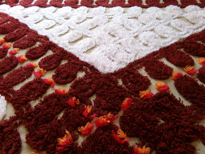 cinnamon swirl vintage chenille fabric: plush boho sewing material, quality 18" x 28" cotton