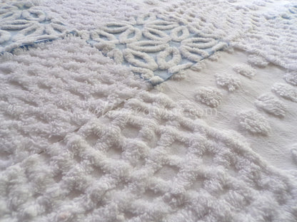 Coastal Chic Chenille Quilt Squares Set from Vintage Bedspread Fabric, 16 Blocks, 6" x 6" inch
