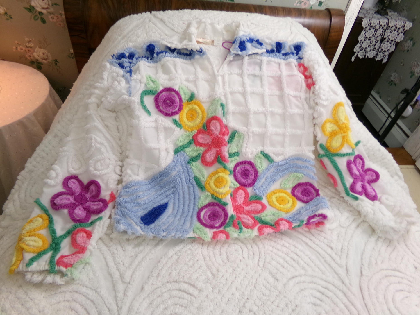 Vintage Chenille Jacket Early Canyon Group Damze San Diego Lightweight Cropped Spring Coat, XS