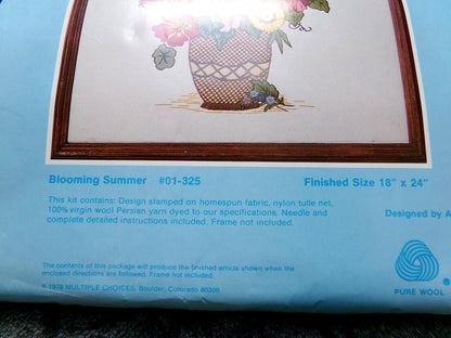 BLOOMING SUMMER Crewel Embroidery Kit, Rare Vintage Multiple Choices Floral Stitchery 01-325, Adele Veres design