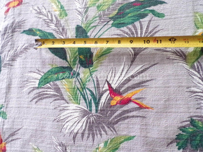 Vintage HUMMINGBIRDS in Flight Barkcloth Fabric Piece, Great Tropical Vibes, 19" x 39" inches, Ideal for DIY Pillows, Wall Art, #2