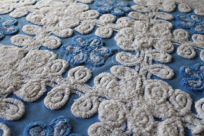 Blueberry Soft Snowdrops Vintage Chenille Fabric, 23" x 20" inch piece, for Pillows & Crafts