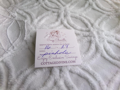 fresh white vintage chenille fabric, versatile wedding ring design, 16" x 24" inch piece of quilt material for sewing, crafts & quilting